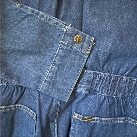 FREE PEOPLE LEE UNION-ALLS RETRO DENIM JEAN UTILITY JUMPSUIT ROMPER COVERALL XS - Picture 5 of 16
